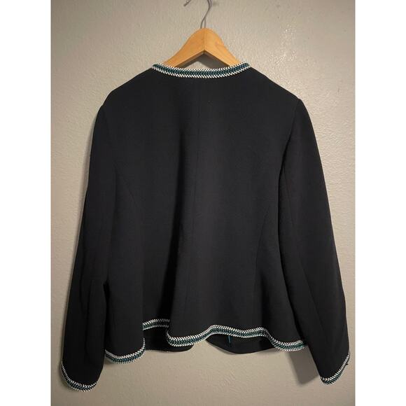 Talbots Jacket Womens 16W Navy Full Zip Tweed Trim Dressy Blazer Work Office - Picture 2 of 7